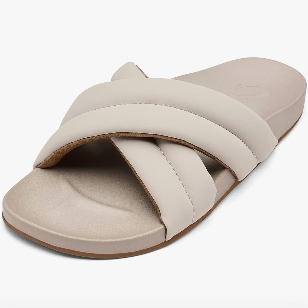 Women's Cream Slide Sandals